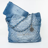 CHANEL Handbag 23P Denim Quilted 22 Small Drawstring Bag -Knockoff
