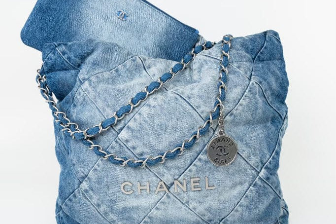 CHANEL Handbag 23P Denim Quilted 22 Small Drawstring Bag -Knockoff
