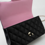 CHANEL Handbag 23P Mini Top Handle Black/Pink Lambskin Quilted w/ Light Gold Hardware -Knockoff
