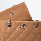 CHANEL Handbag 23P Small Caramel Caviar Quilted Shopping Bag Light Gold Hardware -Knockoff
