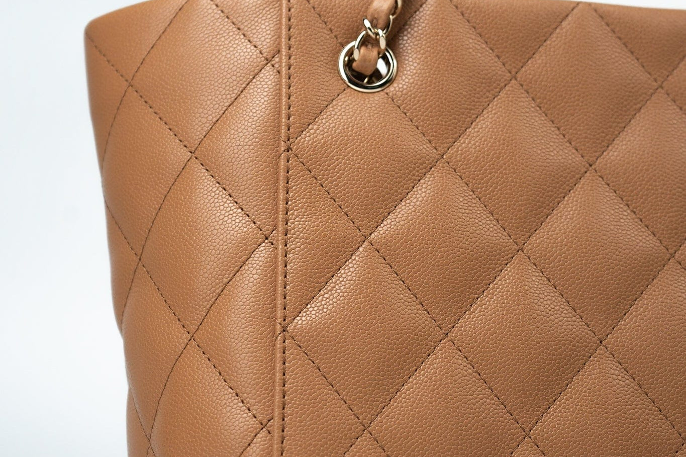 CHANEL Handbag 23P Small Caramel Caviar Quilted Shopping Bag Light Gold Hardware -Knockoff
