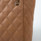 CHANEL Handbag 23P Small Caramel Caviar Quilted Shopping Bag Light Gold Hardware -Knockoff
