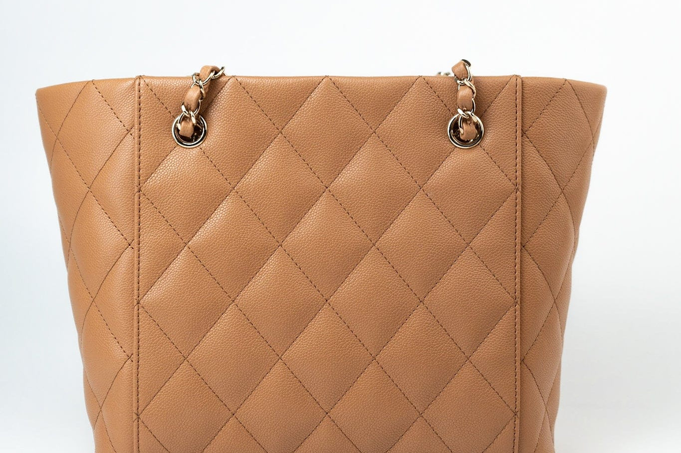 CHANEL Handbag 23P Small Caramel Caviar Quilted Shopping Bag Light Gold Hardware -Knockoff
