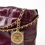 CHANEL Handbag 23S Mini 22 Drawstring Bag Burgundy Calfskin Quilted AGHW -Knockoff
