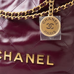 CHANEL Handbag 23S Mini 22 Drawstring Bag Burgundy Calfskin Quilted AGHW -Knockoff
