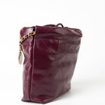 CHANEL Handbag 23S Mini 22 Drawstring Bag Burgundy Calfskin Quilted AGHW -Knockoff
