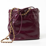 CHANEL Handbag 23S Mini 22 Drawstring Bag Burgundy Calfskin Quilted AGHW -Knockoff
