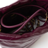 CHANEL Handbag 23S Mini 22 Drawstring Bag Burgundy Calfskin Quilted AGHW -Knockoff
