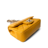 CHANEL Handbag Autumn Yellow Lambskin Quilted Extra Mini Rectangular Flap Silver Hardware -Knockoff
