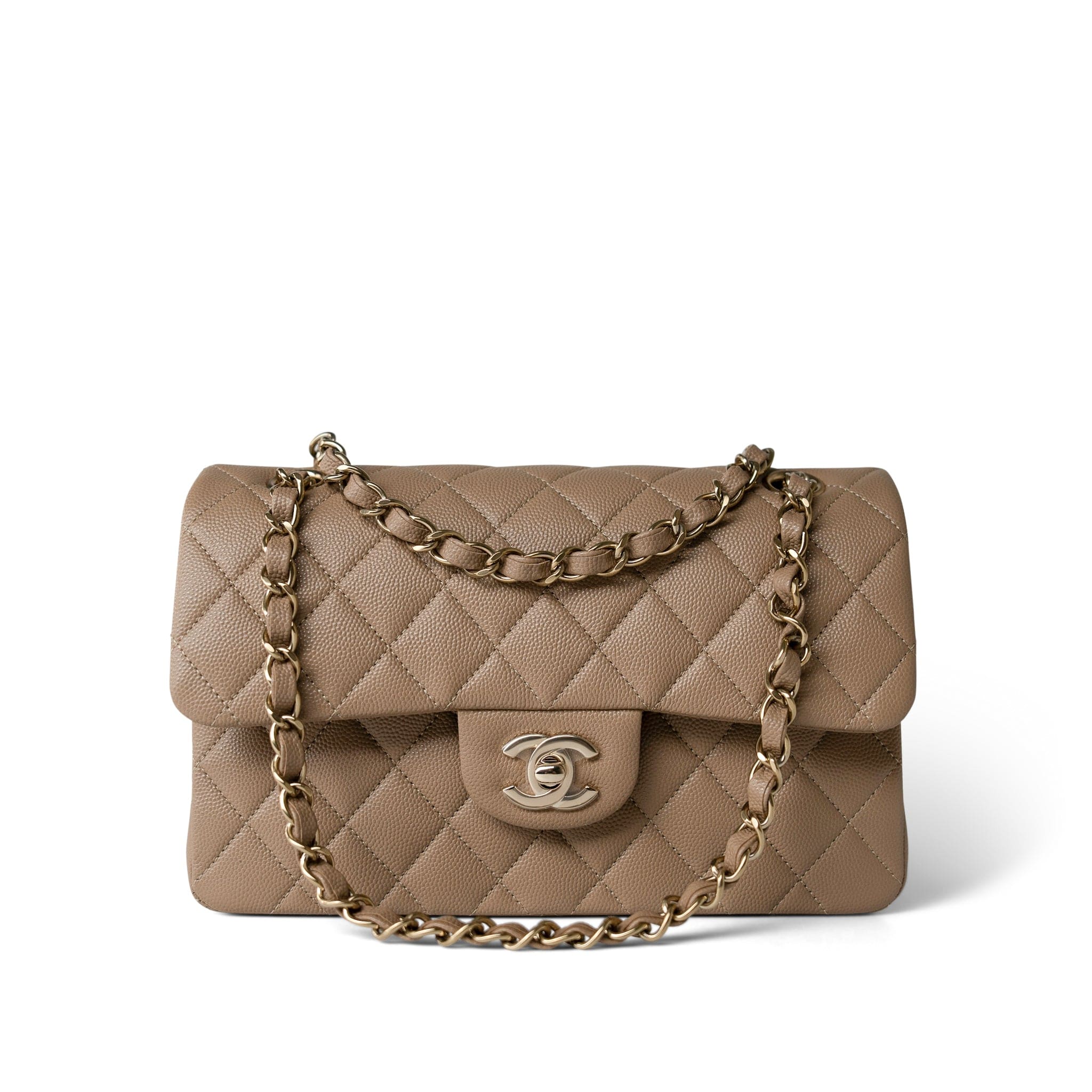 CHANEL Handbag Beige 22A Dark Beige Caviar Quilted Classic Flap Small Light Gold Hardware -Knockoff
