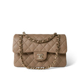 CHANEL Handbag Beige 22A Dark Beige Caviar Quilted Classic Flap Small Light Gold Hardware -Knockoff
