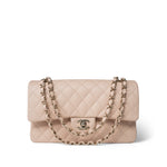 CHANEL Handbag Beige 22C Beige Caviar Quilted Medium Classic Flap Light Gold Hardware -Knockoff
