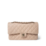 CHANEL Handbag Beige 22C Beige Caviar Quilted Medium Classic Flap Light Gold Hardware -Knockoff
