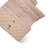 CHANEL Handbag Beige 22C Beige Caviar Quilted Medium Classic Flap Light Gold Hardware -Knockoff
