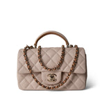 CHANEL Handbag Beige 22C Light Beige / Beige Lambskin Quilted Mini Top Handle Light Gold Hardware -Knockoff
