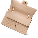 CHANEL Handbag Beige Beige Clair Caviar Quilted Classic Flap Medium Gold Hardware -Knockoff
