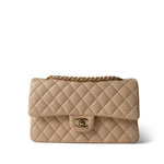 CHANEL Handbag Beige Beige Clair Lambskin Quilted Classic Flap Medium Gold Hardware -Knockoff
