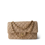 CHANEL Handbag Beige Beige Clair Lambskin Quilted Classic Flap Medium Gold Hardware -Knockoff
