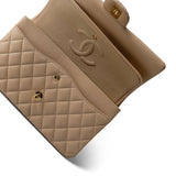 CHANEL Handbag Beige Beige Clair Lambskin Quilted Classic Flap Medium Gold Hardware -Knockoff
