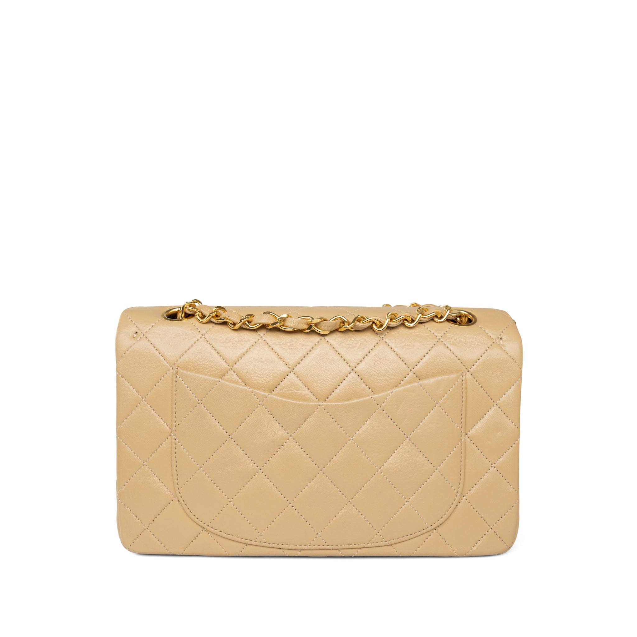 CHANEL Handbag Beige Beige Lambskin Quilted Classic Flap Small Gold Hardware -Knockoff
