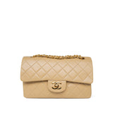 CHANEL Handbag Beige Beige Lambskin Quilted Classic Flap Small Gold Hardware -Knockoff
