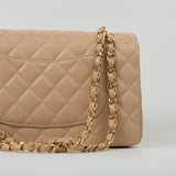 CHANEL Handbag Beige Clair Caviar Quilted Classic Double Flap Medium Gold Hardware -Knockoff
