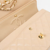 CHANEL Handbag Beige Clair Caviar Quilted Classic Double Flap Medium Gold Hardware -Knockoff
