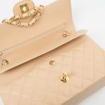 CHANEL Handbag Beige Clair Caviar Quilted Classic Double Flap Medium Gold Hardware -Knockoff
