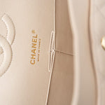 CHANEL Handbag Beige Clair Caviar Quilted Classic Double Flap Medium Gold Hardware -Knockoff
