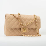 CHANEL Handbag Beige Clair Caviar Quilted Classic Double Flap Medium Gold Hardware -Knockoff
