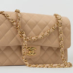 CHANEL Handbag Beige Clair Caviar Quilted Classic Double Flap Medium Gold Hardware -Knockoff
