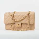 CHANEL Handbag Beige Clair Caviar Quilted Classic Double Flap Medium Gold Hardware -Knockoff
