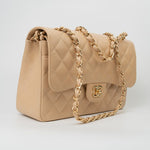 CHANEL Handbag Beige Clair Caviar Quilted Classic Flap Jumbo GHW -Knockoff
