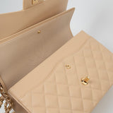 CHANEL Handbag Beige Clair Caviar Quilted Classic Flap Jumbo GHW -Knockoff
