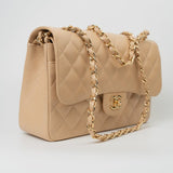 CHANEL Handbag Beige Clair Caviar Quilted Classic Flap Jumbo GHW -Knockoff
