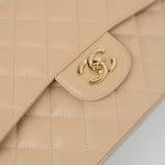 CHANEL Handbag Beige Clair Caviar Quilted Classic Flap Jumbo GHW -Knockoff
