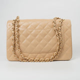 CHANEL Handbag Beige Clair Caviar Quilted Classic Flap Jumbo GHW -Knockoff
