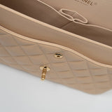 CHANEL Handbag Beige Clair Caviar Quilted Classic Flap Jumbo GHW -Knockoff
