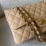 CHANEL Handbag Beige Clair Caviar Quilted Classic Flap Medium GHW -Knockoff
