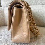 CHANEL Handbag Beige Clair Caviar Quilted Classic Flap Medium GHW -Knockoff
