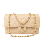 CHANEL Handbag Beige Clair Caviar Quilted Classic Flap Medium Gold Hardware -Knockoff
