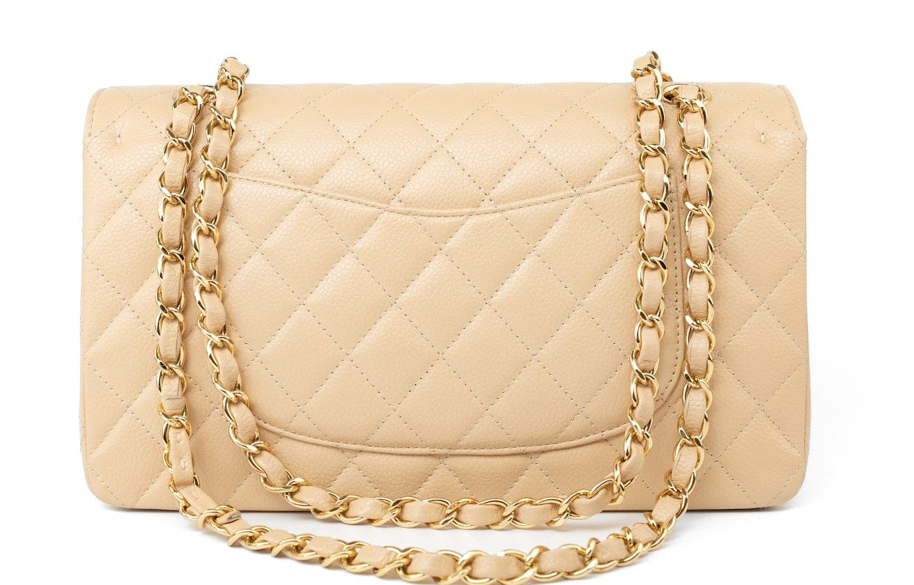 CHANEL Handbag Beige Clair Caviar Quilted Classic Flap Medium Gold Hardware -Knockoff
