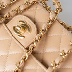 CHANEL Handbag Beige Clair Caviar Quilted Classic Flap Small Gold Hardware -Knockoff
