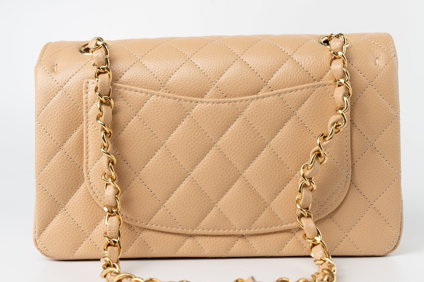 CHANEL Handbag Beige Clair Caviar Quilted Classic Flap Small Gold Hardware -Knockoff
