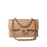 CHANEL Handbag Beige Clair Caviar Quilted Classic Flap Small Gold Hardware -Knockoff
