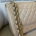 CHANEL Handbag Beige Clair Caviar Quilted Jumbo Classic Flap LGHW -Knockoff
