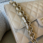 CHANEL Handbag Beige Clair Caviar Quilted Jumbo Classic Flap LGHW -Knockoff
