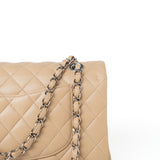 CHANEL Handbag Beige Clair Lambskin Quilted Classic Flap Medium Silver Hardware -Knockoff
