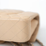 CHANEL Handbag Beige Clair Lambskin Quilted Classic Flap Medium Silver Hardware -Knockoff
