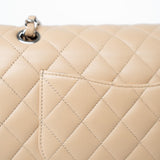 CHANEL Handbag Beige Clair Lambskin Quilted Classic Flap Medium Silver Hardware -Knockoff
